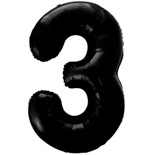 Giant Black Number 3 Foil Balloon | Black Party Supplies NZ