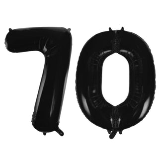 Black Foil Number Balloons | 70 Foil Number Balloons | 70th Birthday Party Supplies | 70th Party Balloons 