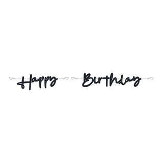 Black Happy Birthday Script Banner - 2 Pc