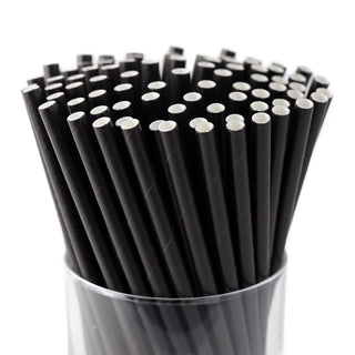 Solid Black Paper Straws - 25 Pkt