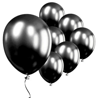 Chrome Black Balloons | Black Party Supplies NZ