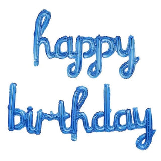 Blue Happy Birthday Script Balloon Banner Kit | Blue Party Supplies NZ