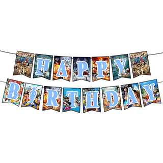 Blue One Piece Happy Birthday Banner