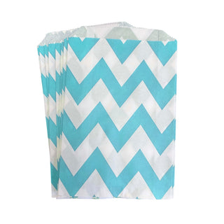 Blue and White Chevron Party Bags - 12 Pkt