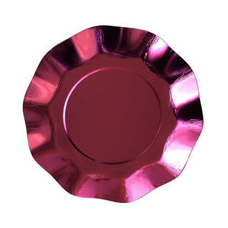 Pink Metallic Ruffle Plates | Metallic Ruffle Plates | Pink Ruffle Plates | Hot Pink Ruffle Plates | NZ Party Supplies |