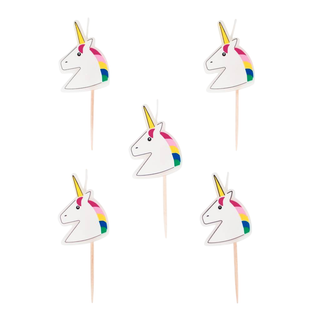 Rainbow Unicorn Candles - 5 Pkt