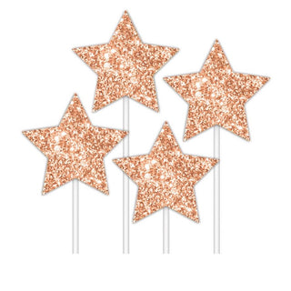 Rose Gold Star Cake Toppers - 4 Pack