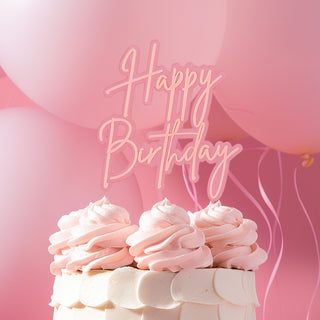 Bubblegum Pink Layered Happy Birthday Cake Topper | Pink Cake Decorations NZ