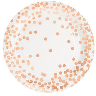 Rose Gold Confetti Plates | Rose Gold Plates | Confetti Plates | NZ Party Supplies | 