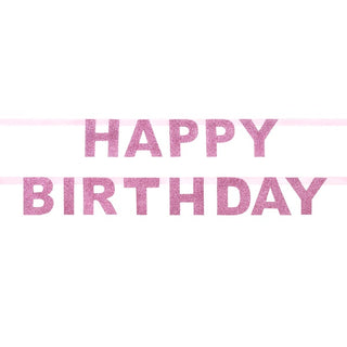 Pink Glitter Happy Birthday Garland