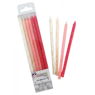 Tall Pink Glitter Mix Candles | Pink Party Supplies NZ