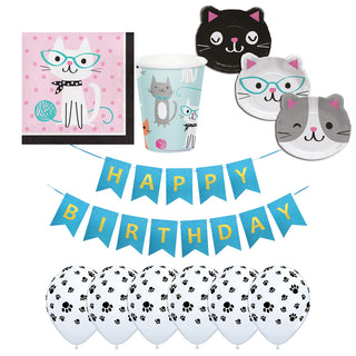 Purrfect Kitty Cat Party Essentials Pack for 8