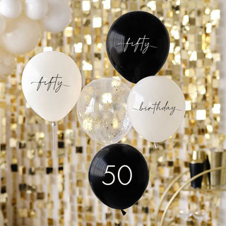 Ginger Ray | Champagne Noir | 50th Balloons | Latex Balloons | NZ Party Supplies |