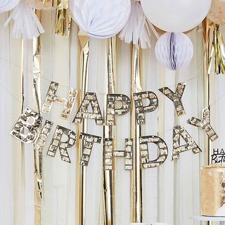 Gold Happy Birthday banner