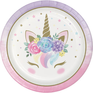 Unicorn Party | Unicorn Party Plates | Dinner Size Party Plates | Magical Whimsical Floral Unicorn