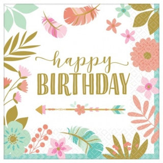 Boho Birthday Napkins | Lunch Napkins | Bohemian Birthday Supplies 