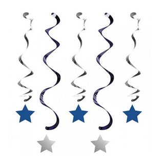 One Little Star Blue Hanging Swirl Decorations - 5 Pkt