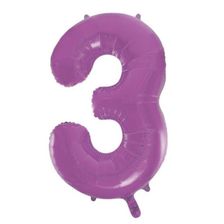 Giant Pretty Purple Number 3 Foil Balloon | Purple Party Supplies NZ