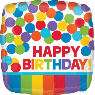 Happy Birthday Rainbow Square Foil Balloon