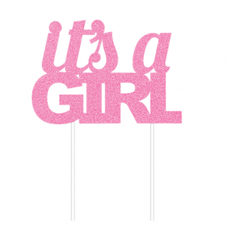 Amscan | Its a girl pink glitter cake topper | Baby Shower Party Supplies NZ