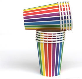 Rainbow Stripe Cups - 10 Pkt