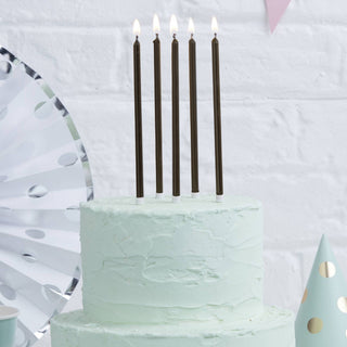 Pearl Black Tall Candles - 12 Pkt