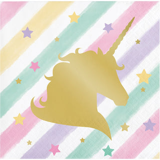 Unicorn Sparkle Napkins - Beverage 16 Pkt