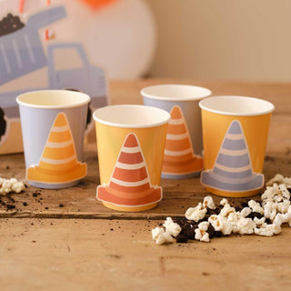 Ginger Ray | Traffic Cone Pop Out 3D Paper Cups | Construction Party Supplies NZ