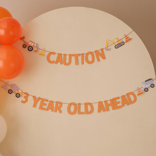 Ginger Ray | Customisable Age Construction Birthday Bunting | Construction Party Supplies NZ