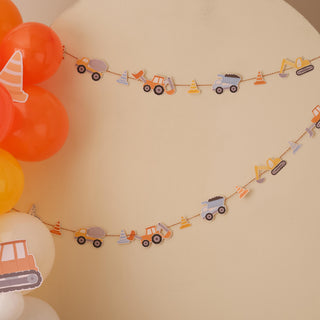 Ginger Ray | Construction Vehicle and Cone Garland | Construction Party Supplies NZ