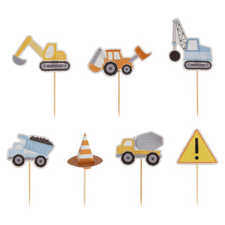 Ginger Ray Construction Cupcake Toppers - 12 Pkt