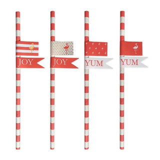 Flamingo Stripe Paper Straws - 20 Pkt