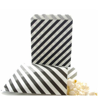 Black & White Stripe Paper Party Bag - 12 Pkt