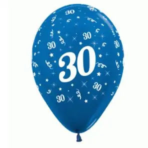 Metallic Blue 30th Birthday Balloon