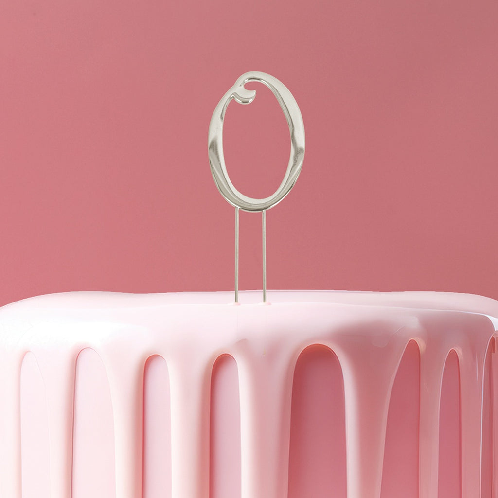 Silver Number 0 Cake Topper – Build a Birthday NZ