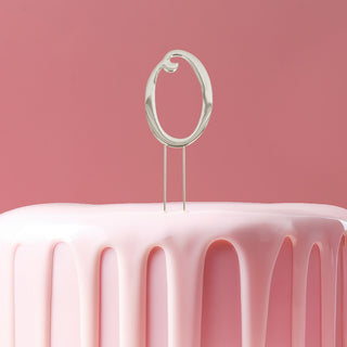 Silver Number 0 Cake Topper