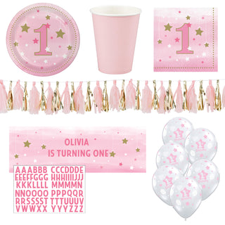 One Little Star Pink Party Essentials - 41 Pc - SAVE 45%