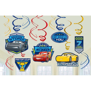 Disney Cars 3 Hanging Swirl Decorations - 12 Pkt