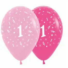 Pink & Hot Pink 1st Birthday Balloons - 6 Pkt