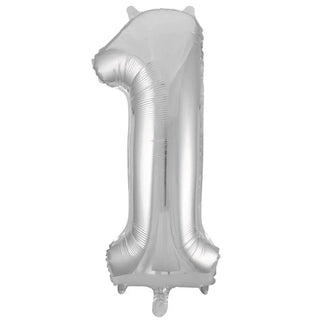 Giant Silver Number Foil Balloon - 1