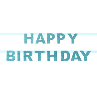 Blue Glitter Happy Birthday Garland