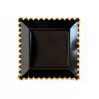 Black Scalloped Squared Plates - Dinner 12 Pkt