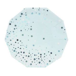 Metallic Blue Star Plates - Dinner 10 Pkt