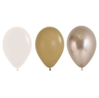 White & Brown Balloons - 12 Pkt
