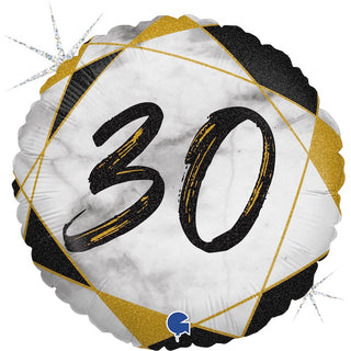 Black & Gold Marble 30 Foil Balloon