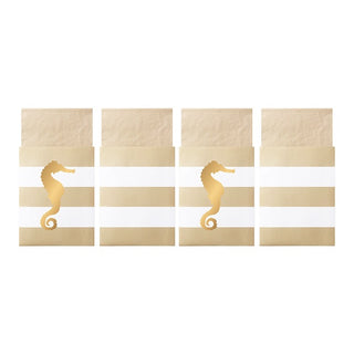 Golden Seahorse Napkins & Napkin Bags - 20 Pkt