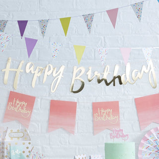 Ginger Ray Gold Happy Birthday Banner