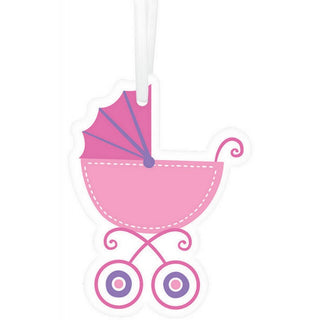 Pink Baby Carriage Tags | Baby Shower Party NZ