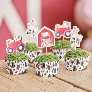 Ginger Ray Farm Birthday Cake Cupcake Toppers - 12 Pkt