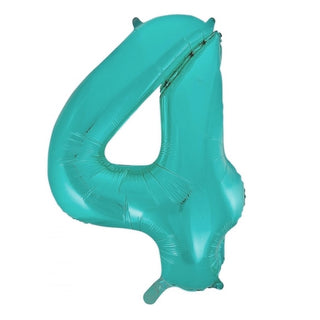 Giant Caribbean Teal Number Foil Balloon - 4